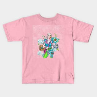 Fashion Illustration - Floral Leggings in Bright Colours. Kids T-Shirt